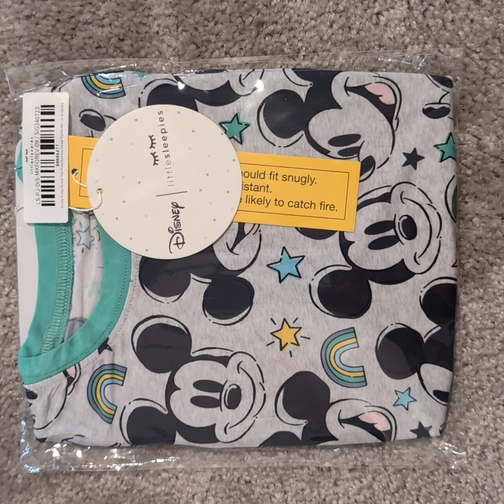 Mickey Forever Little sleepies 12-18 month two piece pajamas new in bag
